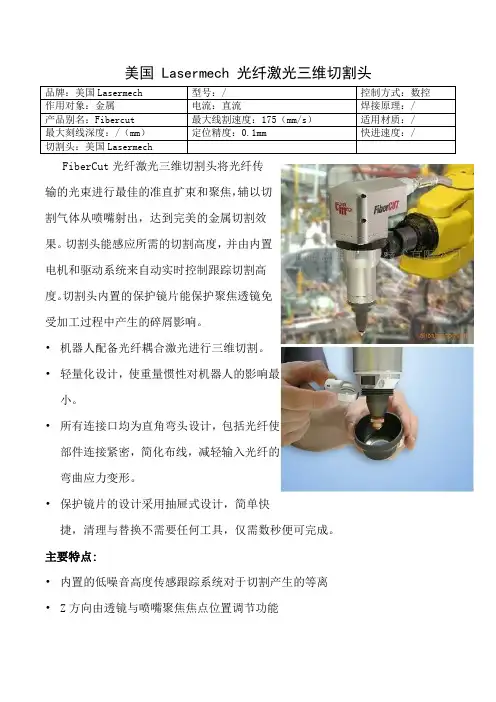 美国_Lasermech_光纤激光三维切割头