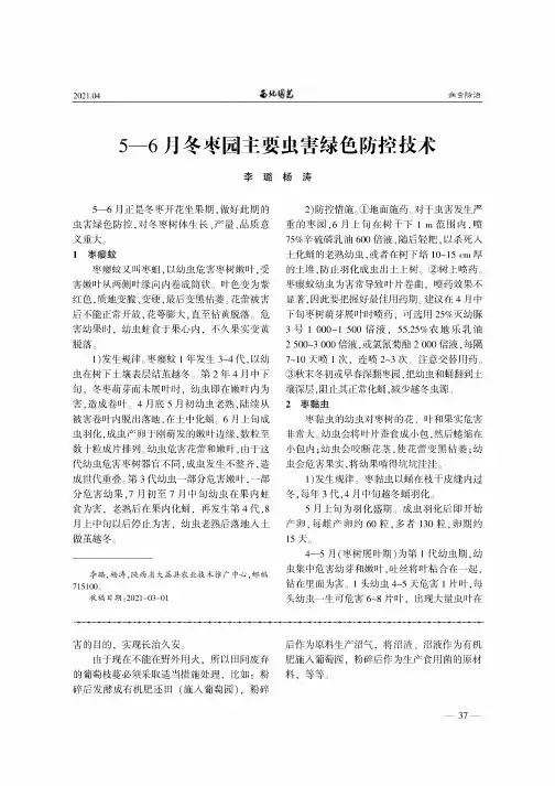 5—6月冬枣园主要虫害绿色防控技术