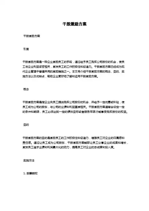 干股激励方案