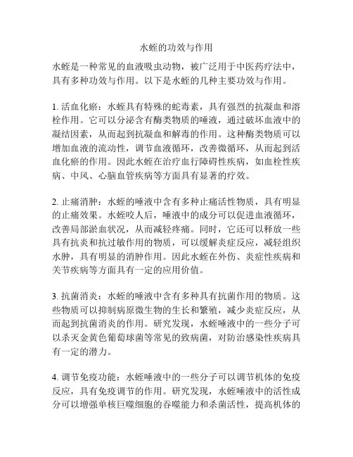 水蛭的功效与作用