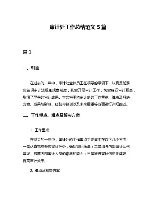 审计处工作总结范文5篇