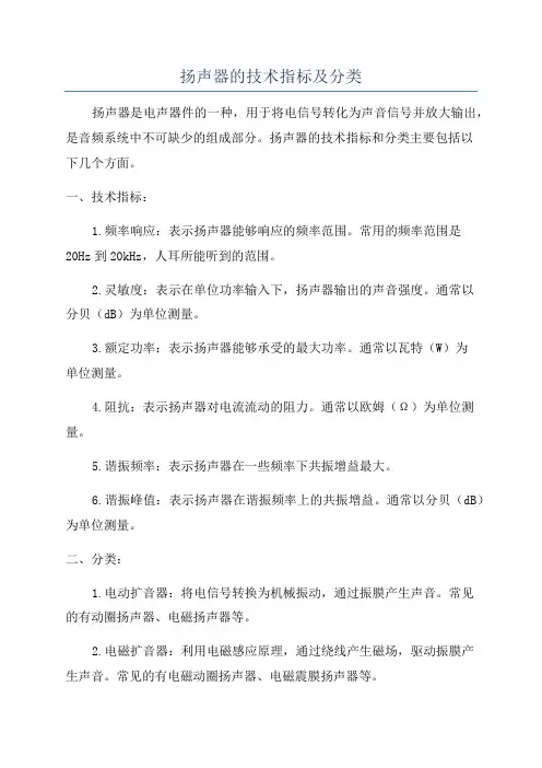 扬声器的技术指标及分类