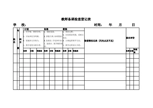 教师备课检查登记表