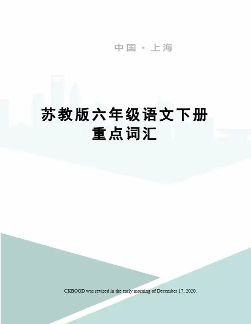 苏教版六年级语文下册重点词汇
