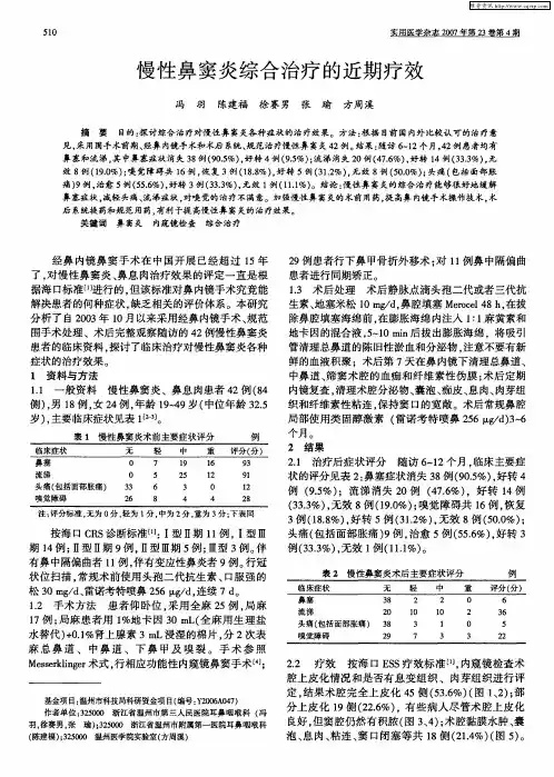 慢性鼻窦炎综合治疗的近期疗效