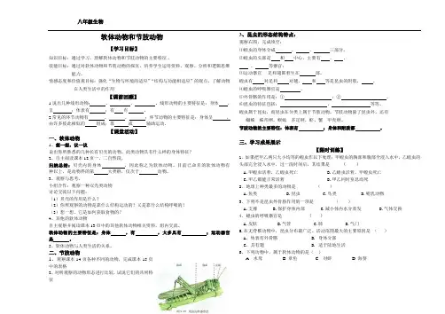 八年级生物导学案  4-5软体动物和节肢动物