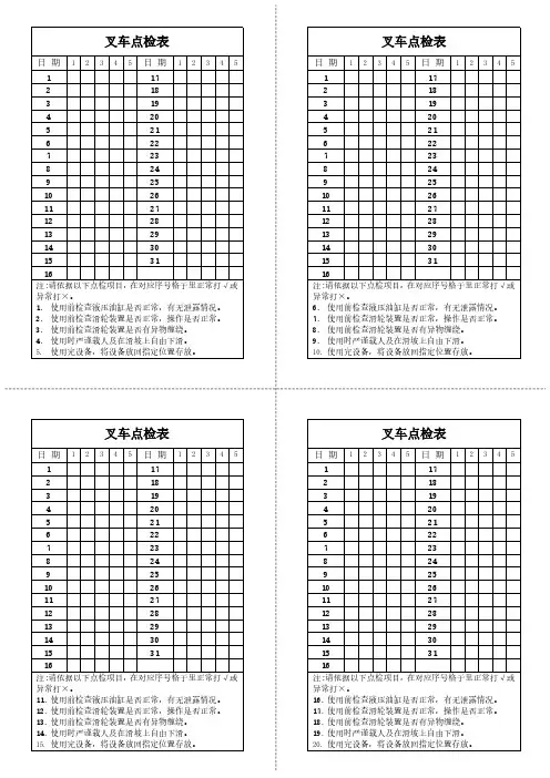叉车点检表模板