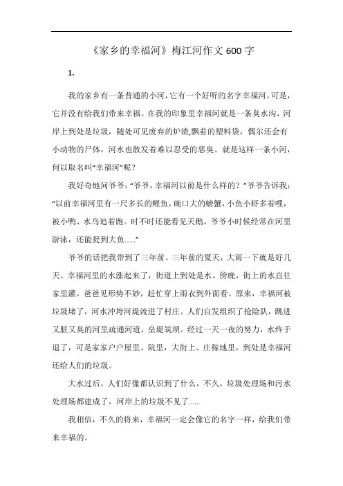《家乡的幸福河》梅江河作文600字