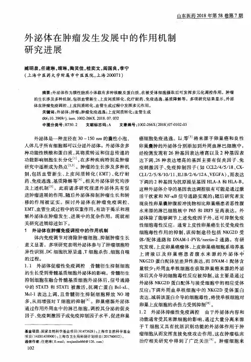 外泌体在肿瘤发生发展中的作用机制研究进展