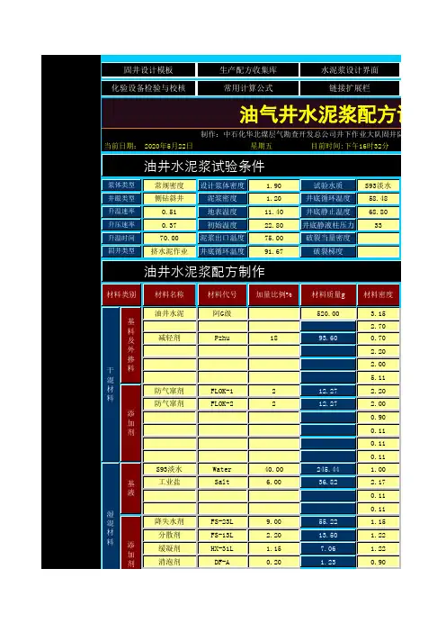 油井水泥浆设计