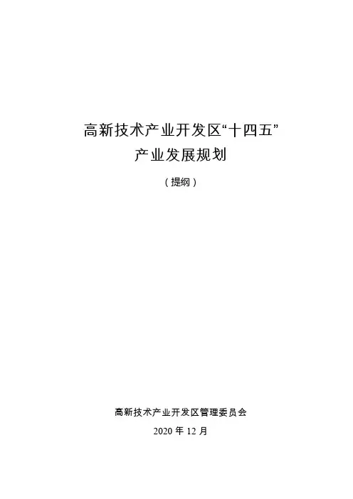 高新技术产业开发区“十四五”产业发展规划提纲