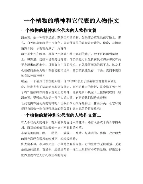一个植物的精神和它代表的人物作文