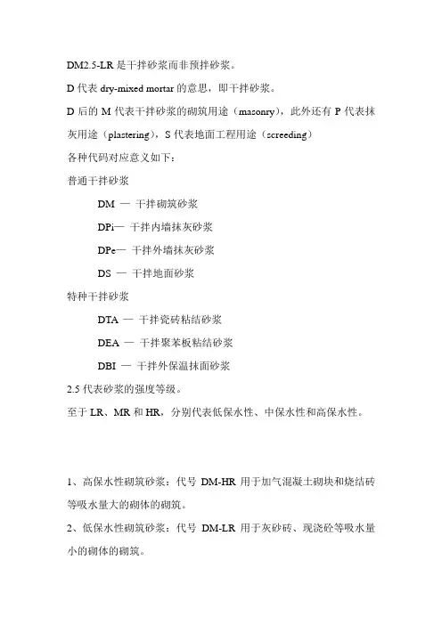 砂浆表示含义