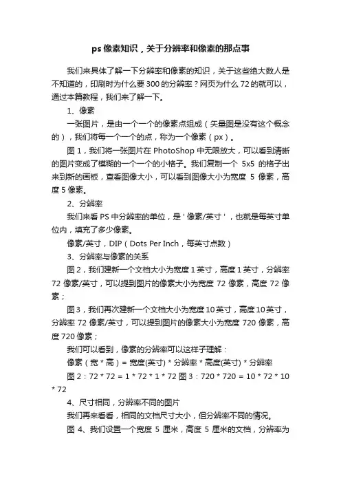 ps像素知识，关于分辨率和像素的那点事
