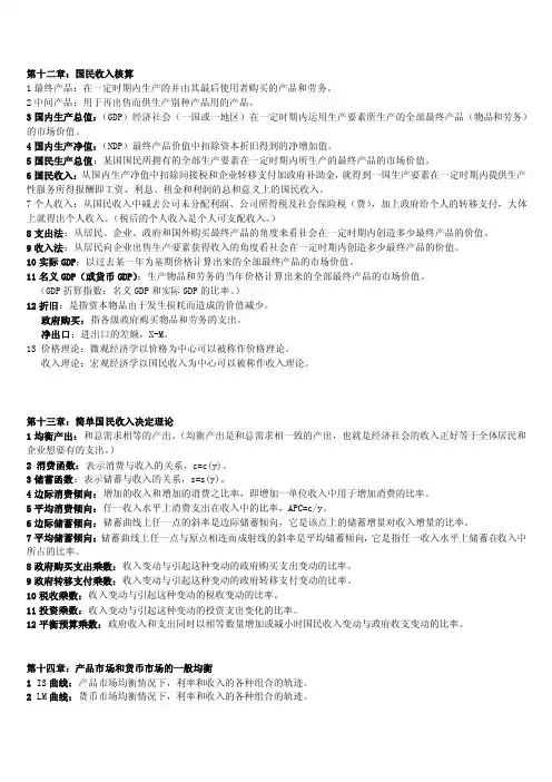 宏观经济学名词解释