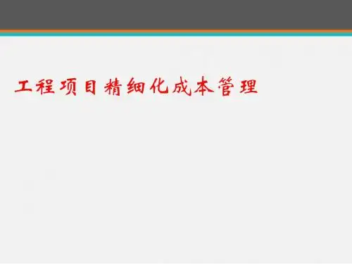 工程项目精细化成本管理  ppt课件