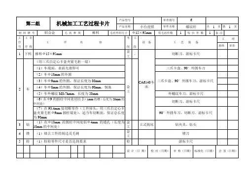 机加工-螺纹杆-工艺过程卡片