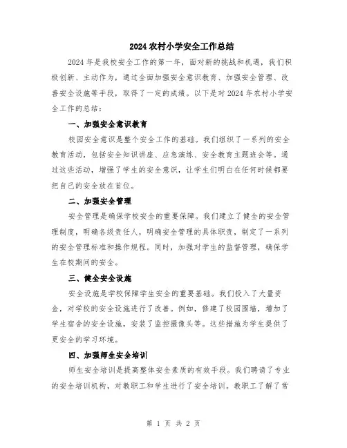 2024农村小学安全工作总结