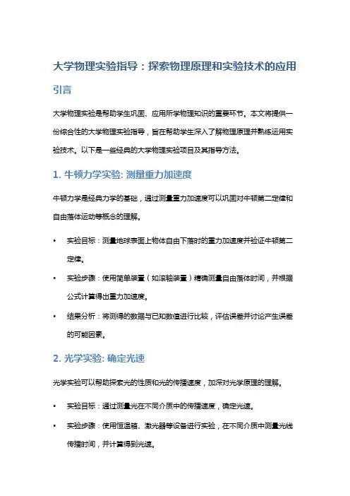 大学物理实验指导：探索物理原理和实验技术的应用