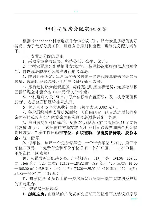 安置房分房方案