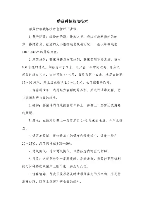蘑菇种植栽培技术