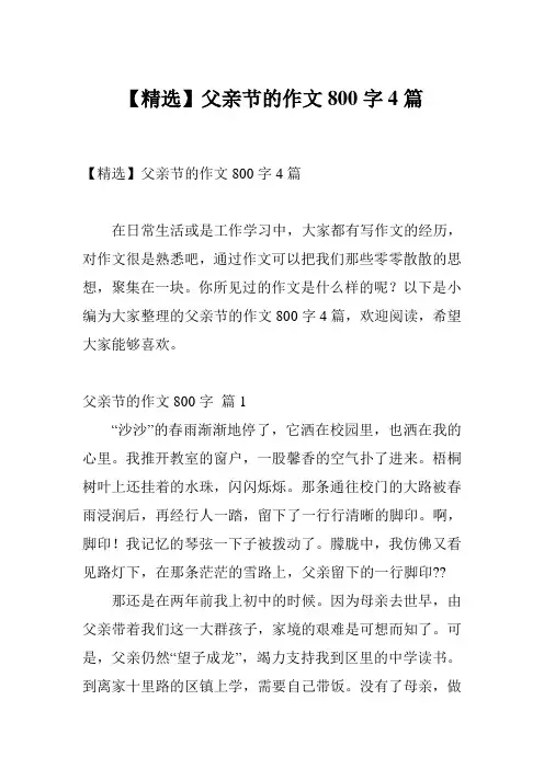 【精选】父亲节的作文800字4篇