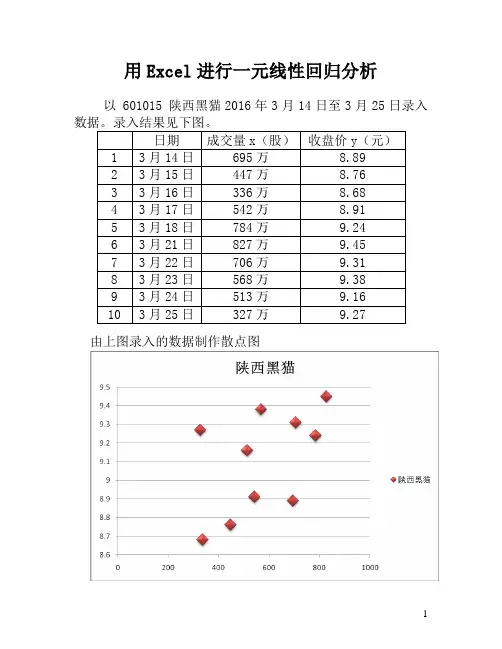 用Excel做线性回归分析