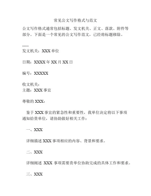 常见公文写作格式与范文