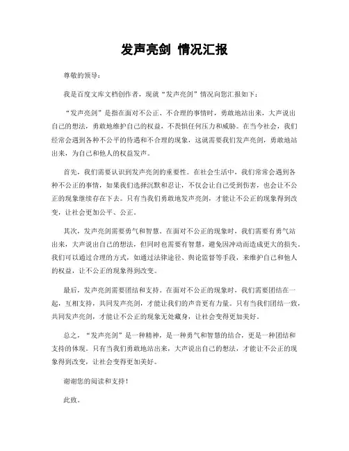 发声亮剑 情况汇报
