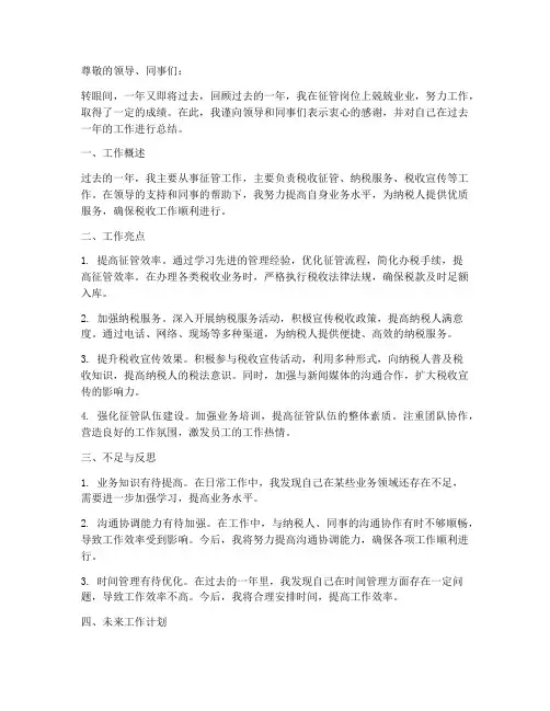 征管个人总结范文