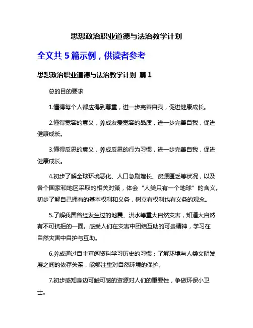 思想政治职业道德与法治教学计划