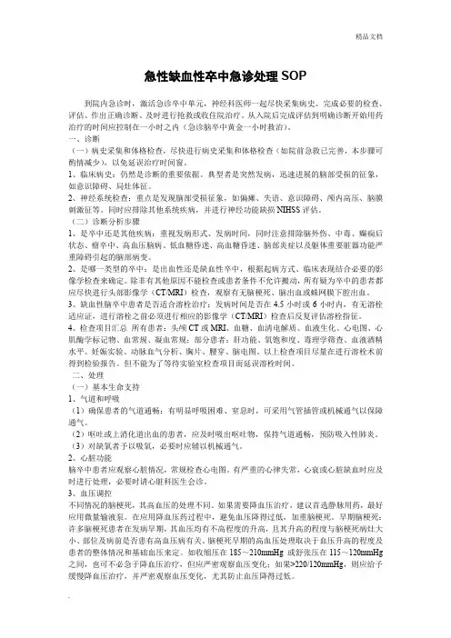 急性缺血性卒中急诊处理流程