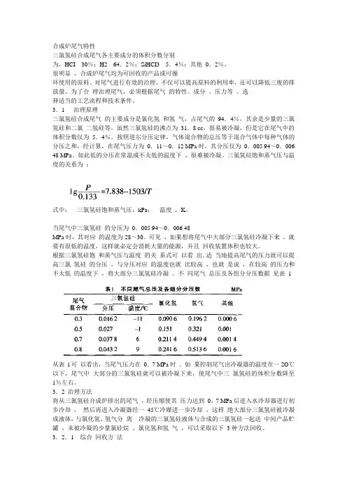三氯氢硅合成炉尾气的治理