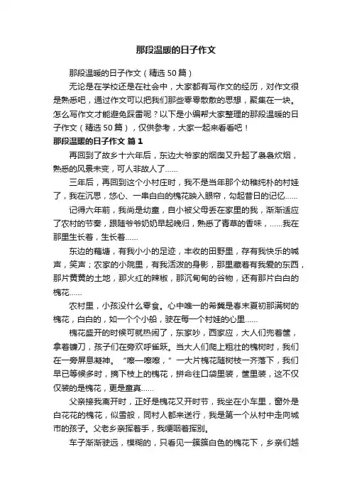 那段温暖的日子作文（精选50篇）