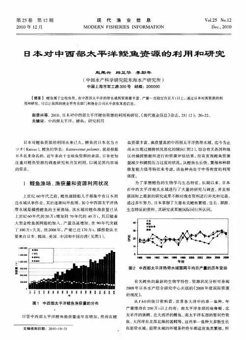 日本对中西部太平洋鲣鱼资源的利用和研究