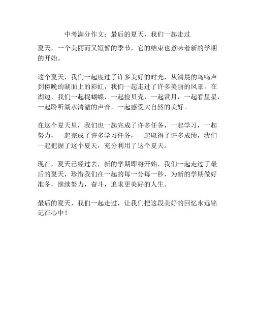 中考满分作文：最后的夏天,我们一起走过