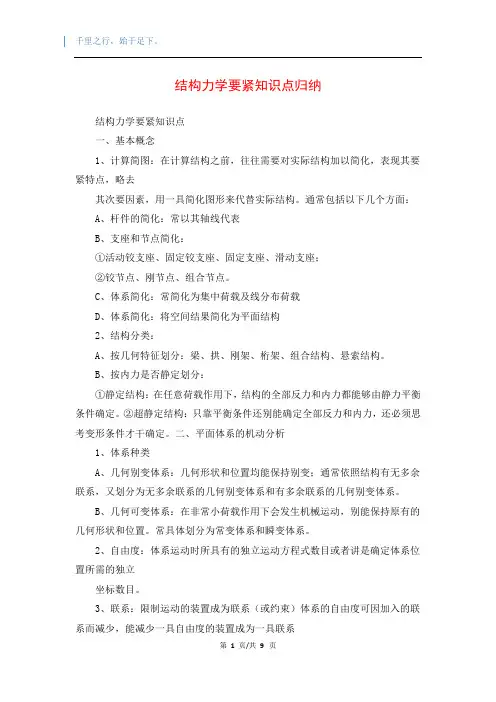 结构力学要紧知识点归纳