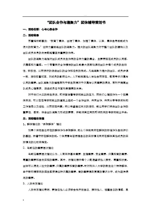 团队合作与凝聚力策划书