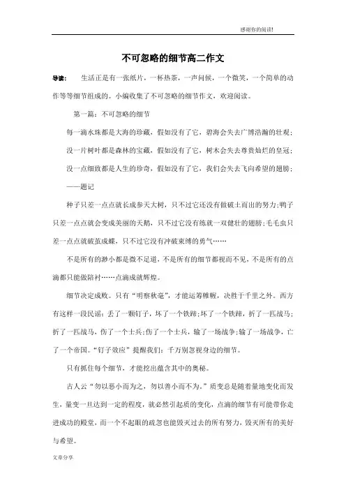 不可忽略的细节高二作文