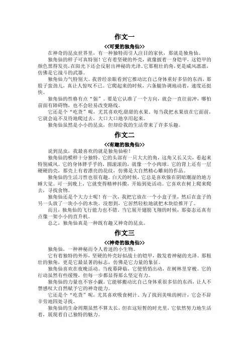 独角仙400字作文