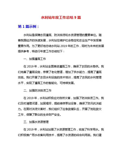 水利站年度工作总结9篇