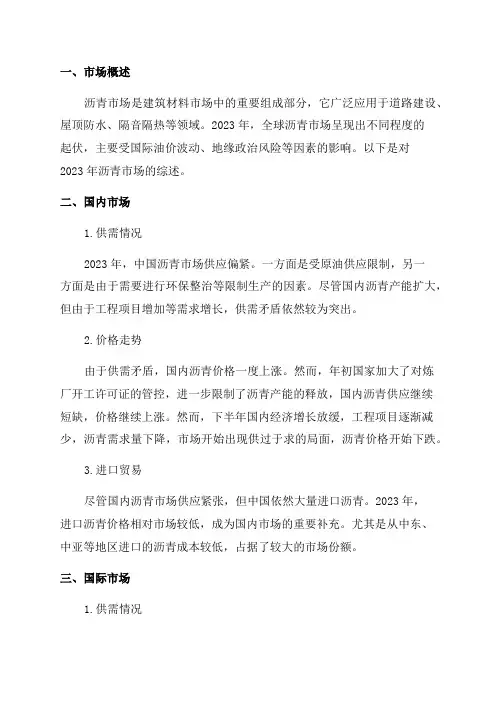 2024年沥青市场综述