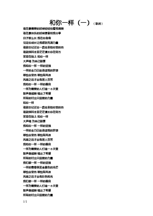 和你一样(歌词)