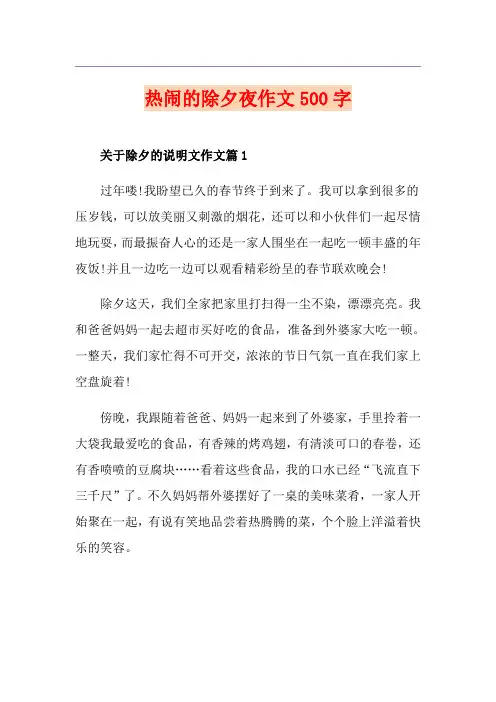 热闹的除夕夜作文500字