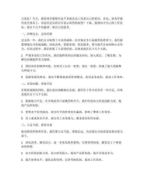 在务虚会议上发言稿