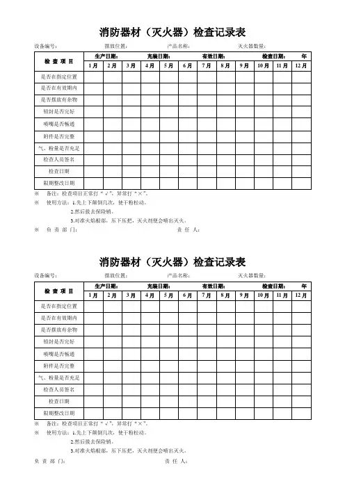 消防器材检查记录表