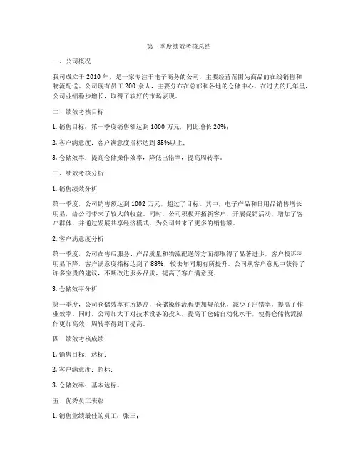 第一季度绩效考核总结