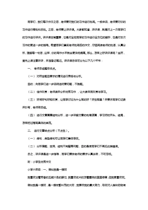 重视老师对习作的批阅,上好作文讲评课