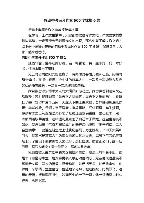 感动中考满分作文500字锦集6篇