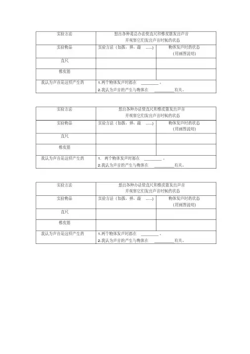 四年级科学声音是怎样产生的(实验记录表)